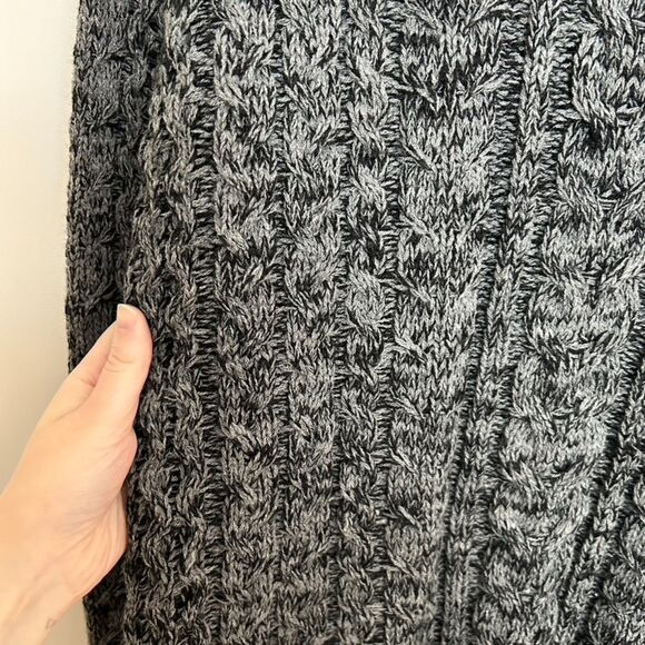 John + Jenn Black and Gray Marled Cable Knit Sweater - Picture 3 of 6